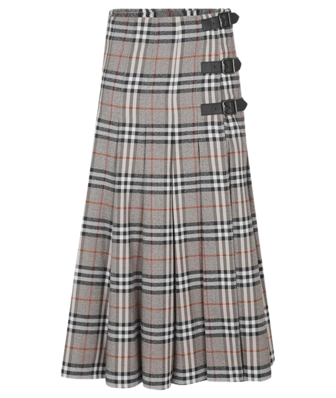 BURBERRY Мульти шерстяная юбка миди, фото 1