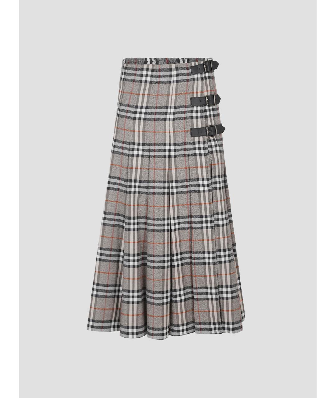 BURBERRY Мульти шерстяная юбка миди, фото 4
