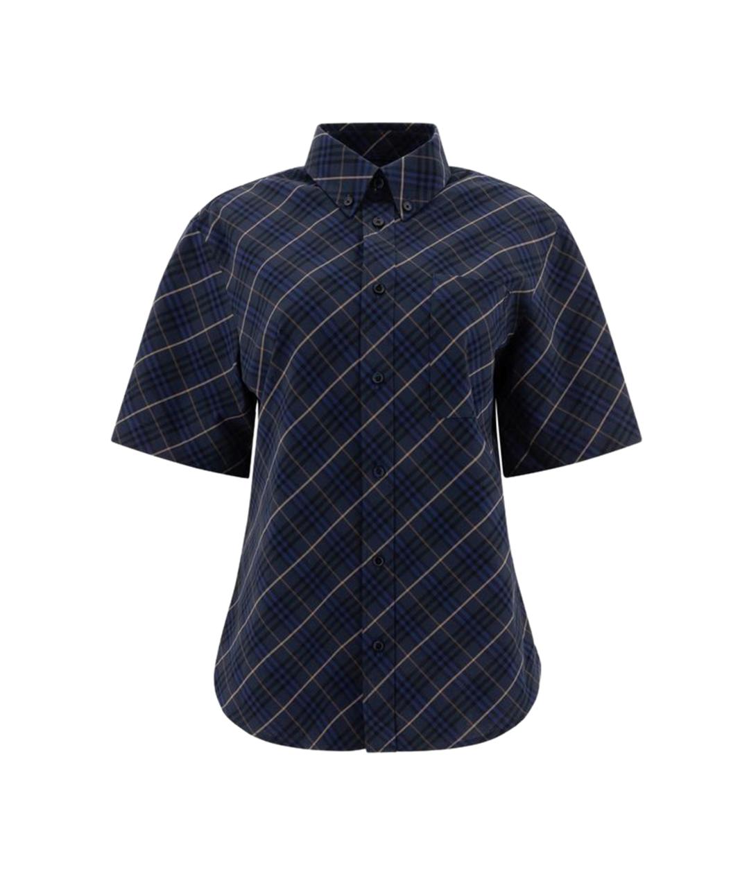 BURBERRY Темно-синяя хлопковая кэжуал рубашка, фото 1