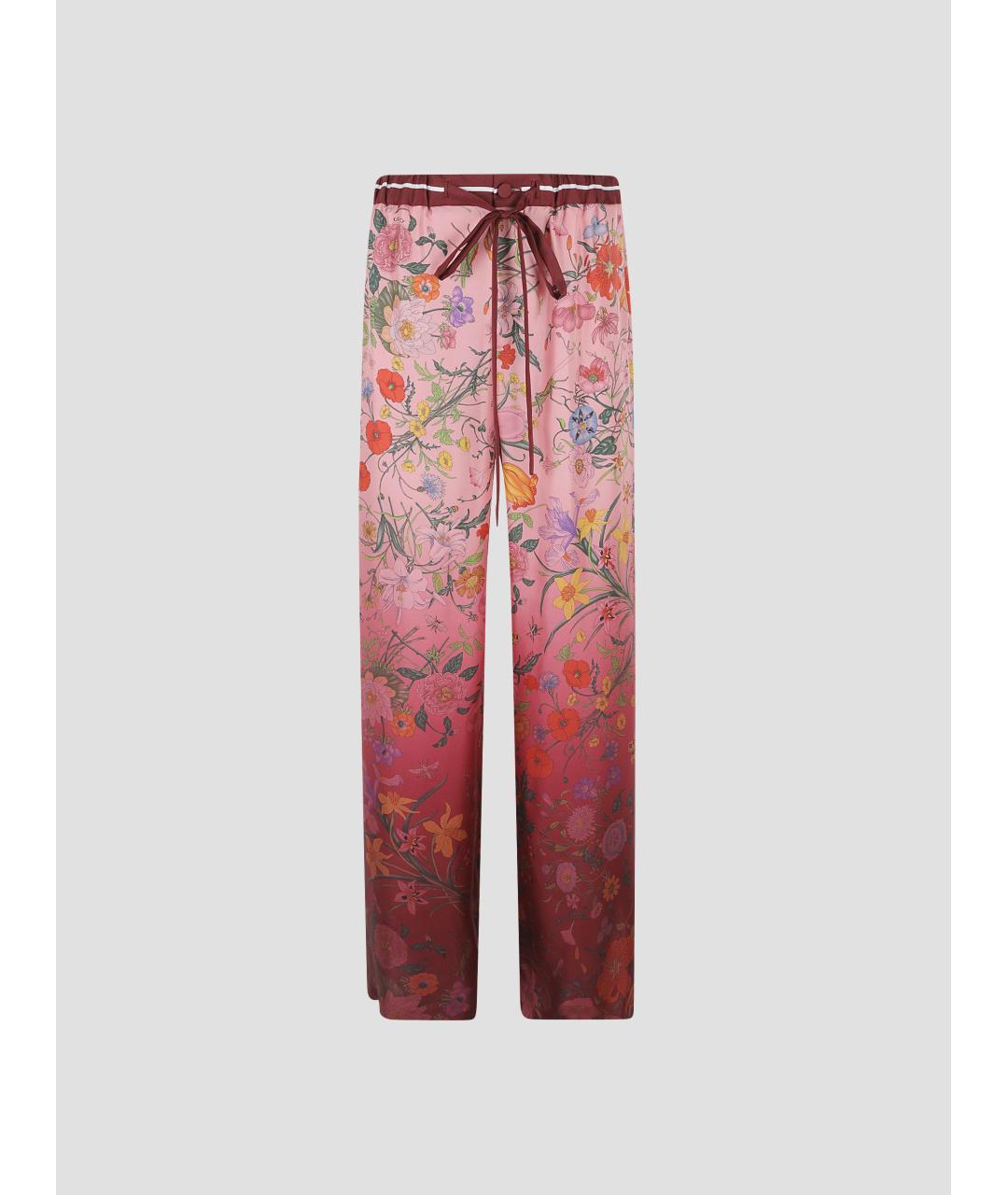 GUCCI Розовые шелковые прямые брюки, фото 4