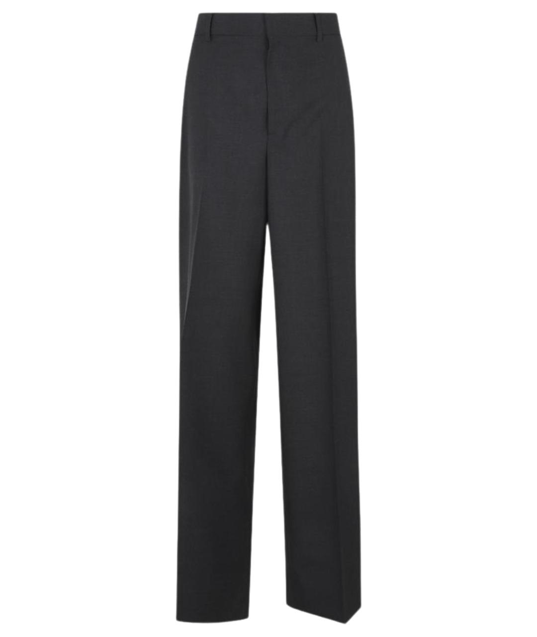 GUCCI Антрацитовые шерстяные прямые брюки, фото 1