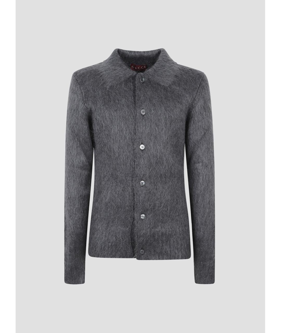 GUCCI Серый шерстяной кардиган, фото 4