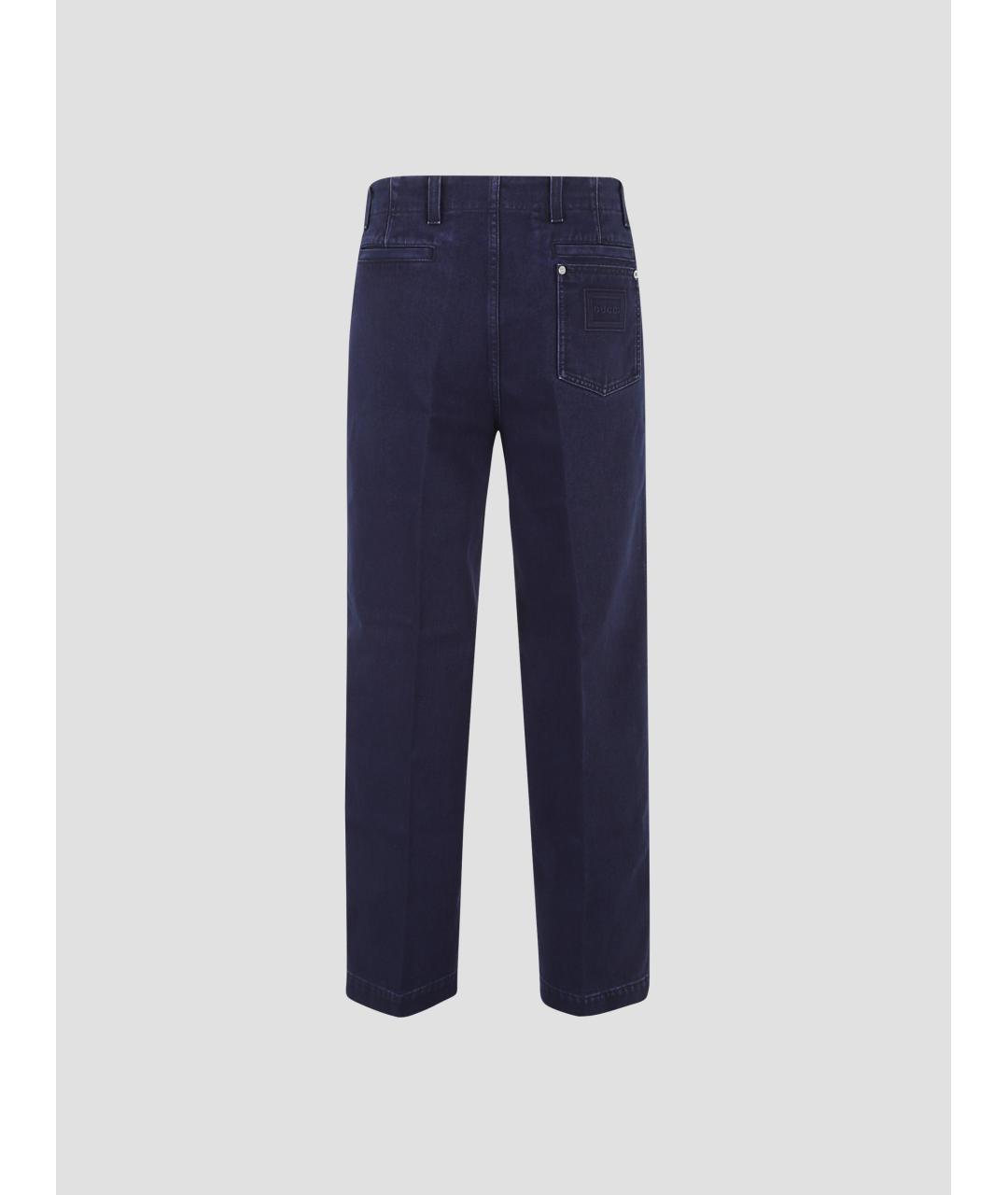 GUCCI Темно-синие хлопковые прямые джинсы, фото 2