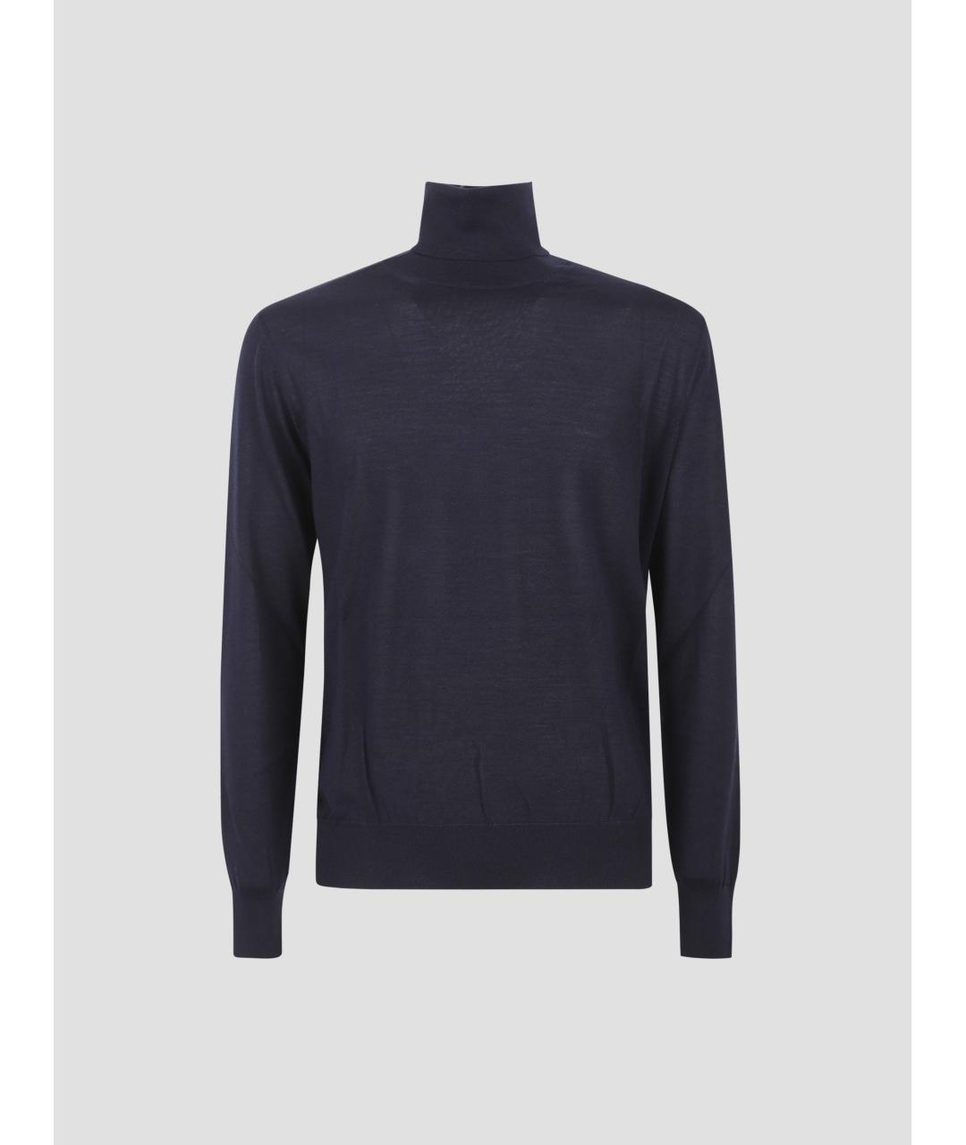 SAINT LAURENT Темно-синяя шерстяная водолазка, фото 4