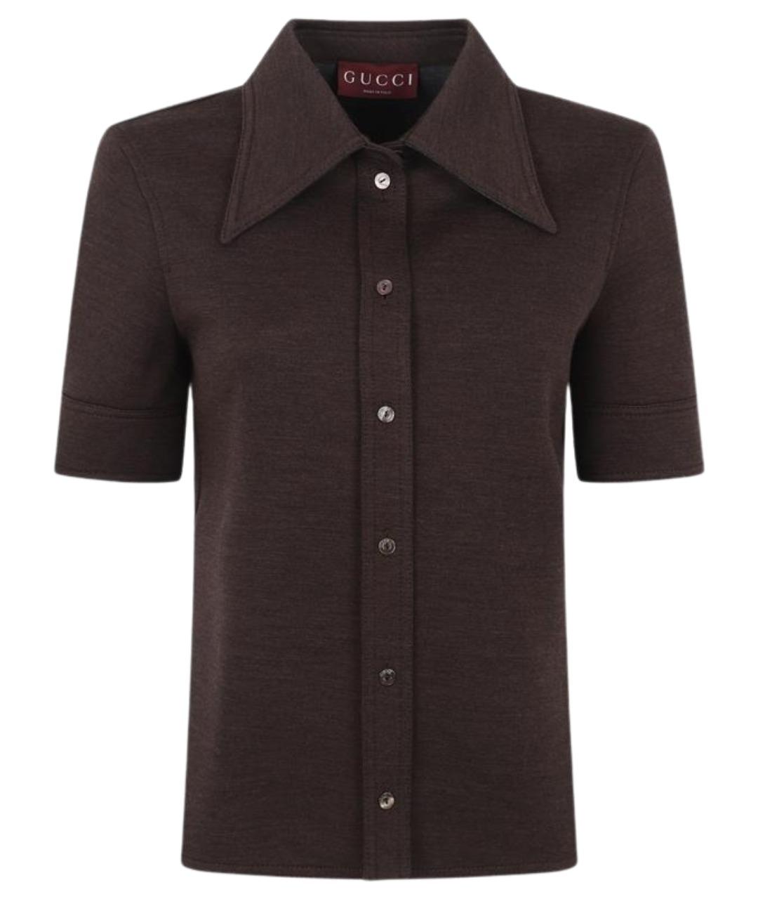 GUCCI Коричневая шерстяная рубашка, фото 1