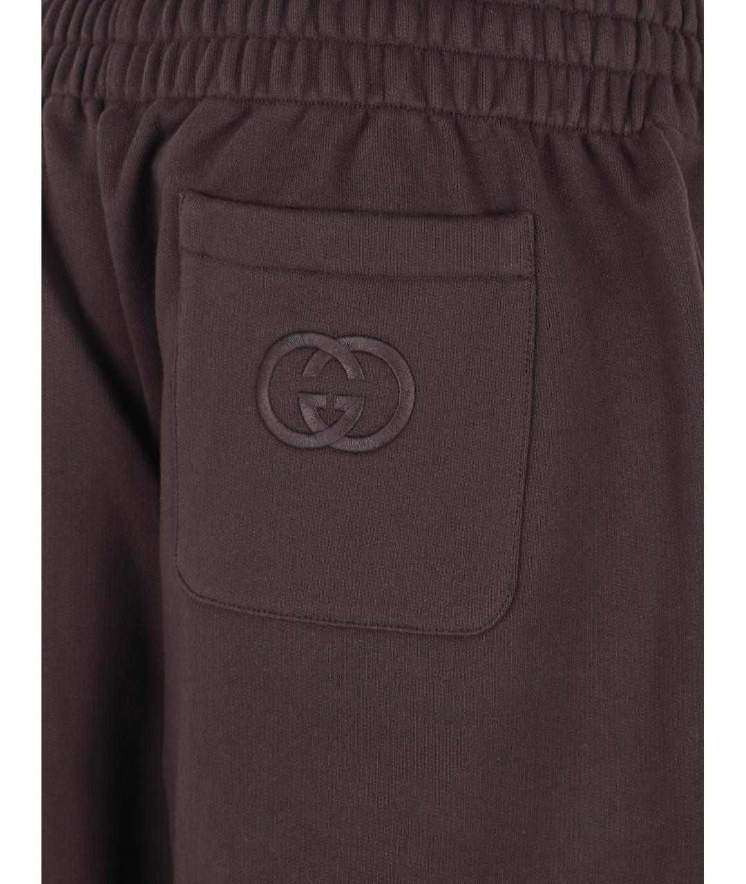 GUCCI Коричневые хлопковые повседневные брюки, фото 3
