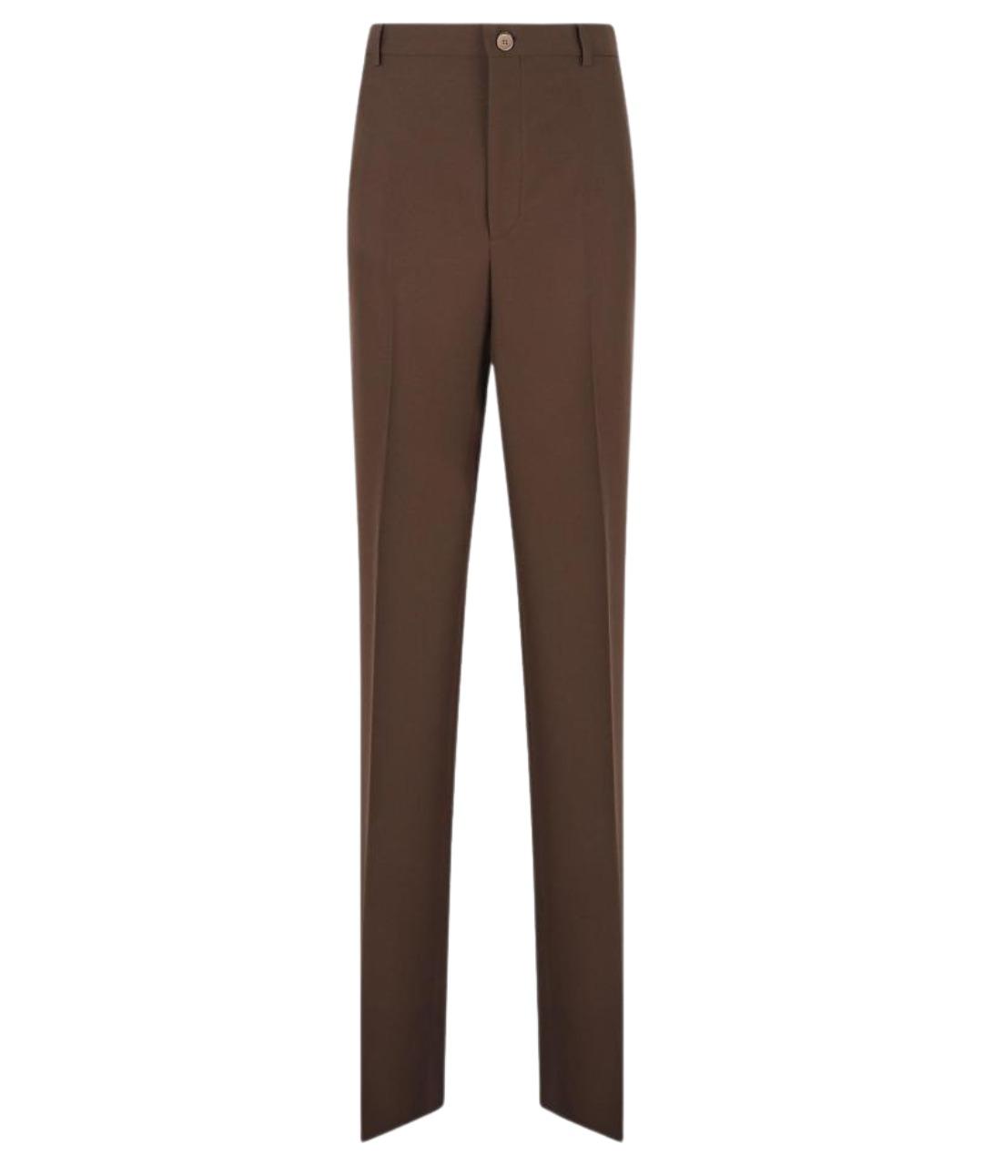 GUCCI Коричневые полиэстеровые прямые брюки, фото 1