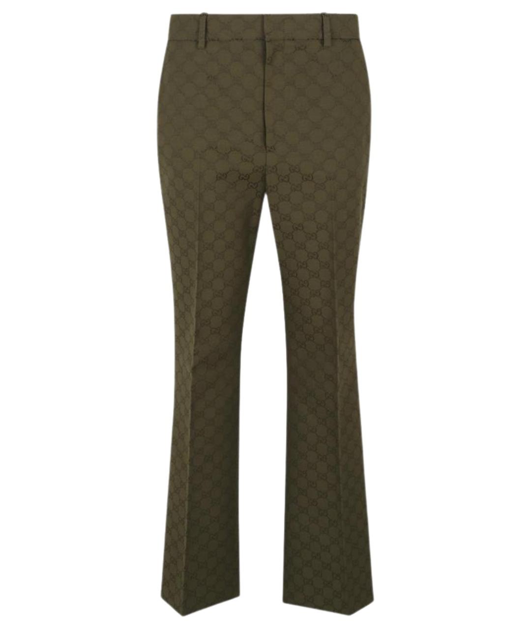 GUCCI Зеленые хлопковые брюки узкие, фото 1