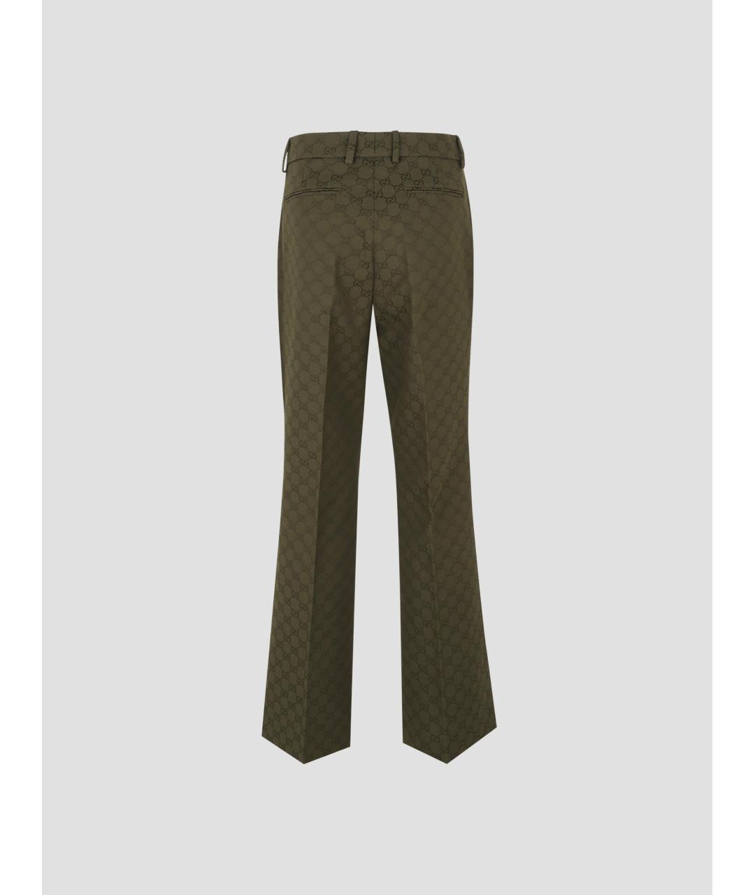 GUCCI Зеленые хлопковые брюки узкие, фото 2