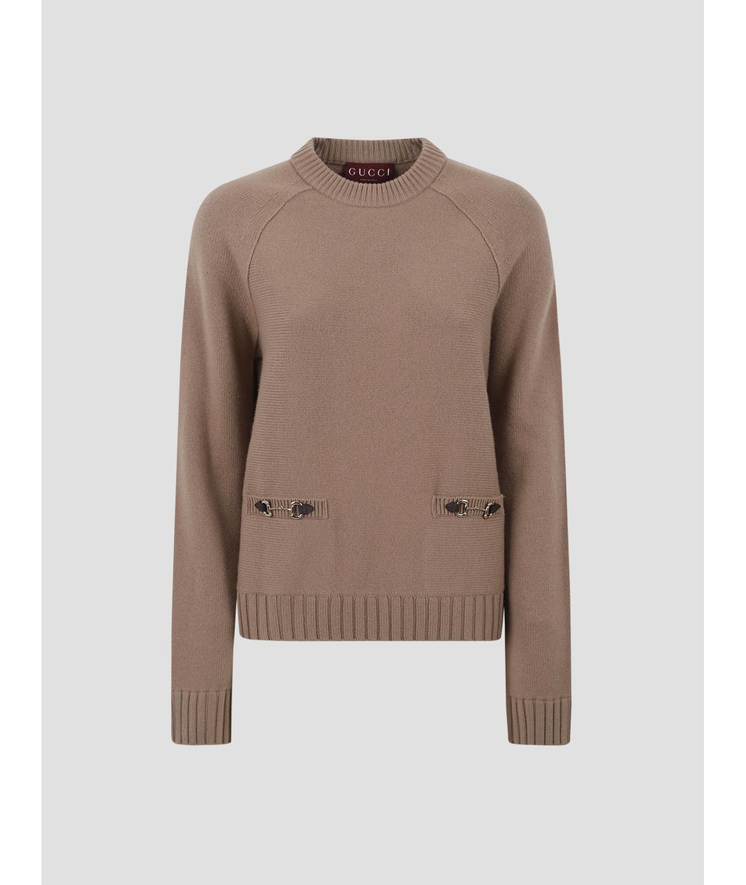 GUCCI Бежевый шерстяной джемпер / свитер, фото 4