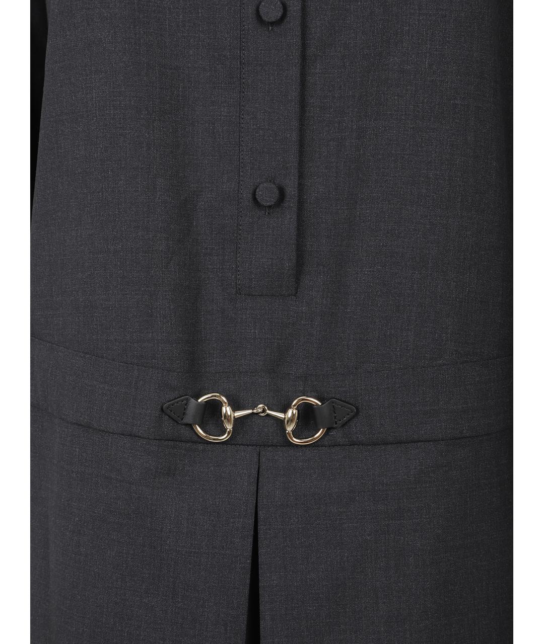 GUCCI Серое шерстяное повседневное платье, фото 3