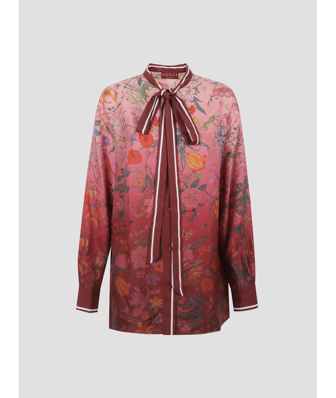 GUCCI Розовая шелковая рубашка, фото 4