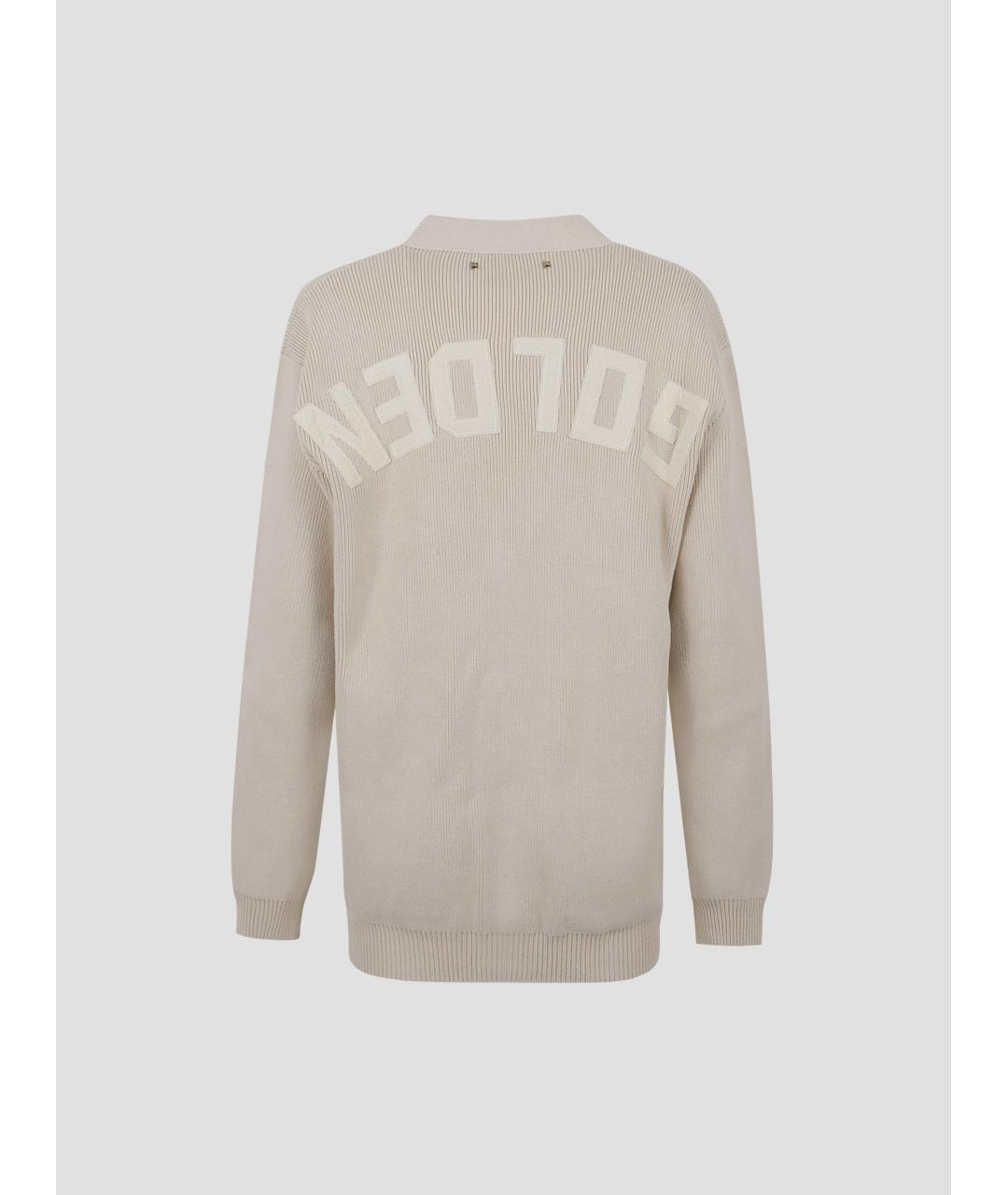 GOLDEN GOOSE DELUXE BRAND Бежевый хлопко-эластановый кардиган, фото 2