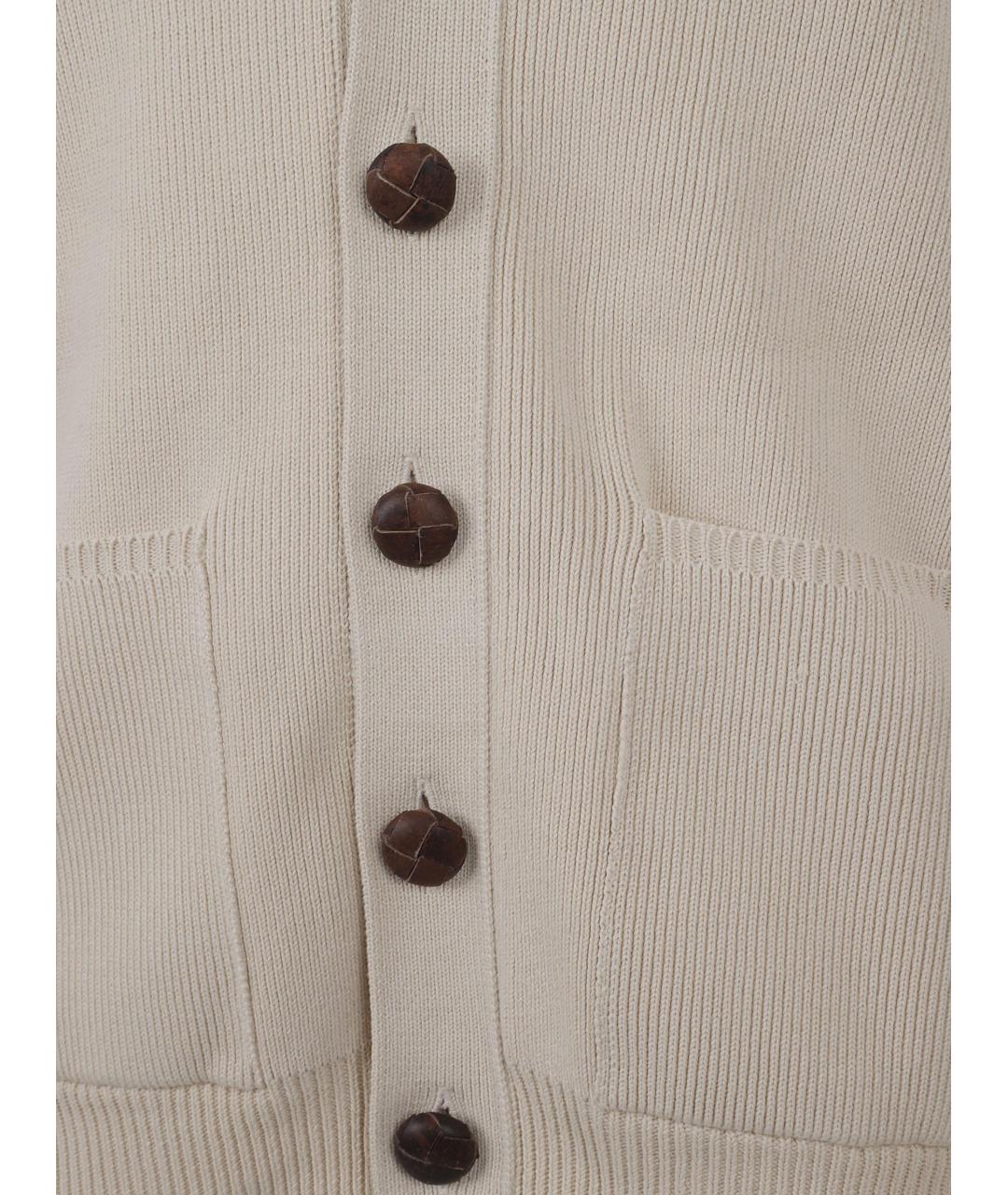 GOLDEN GOOSE DELUXE BRAND Бежевый хлопко-эластановый кардиган, фото 3