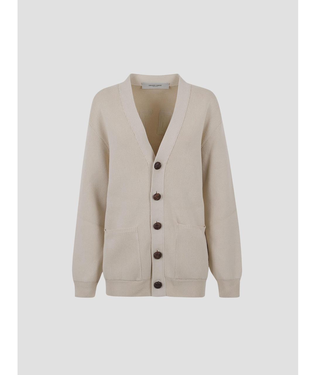 GOLDEN GOOSE DELUXE BRAND Бежевый хлопко-эластановый кардиган, фото 4