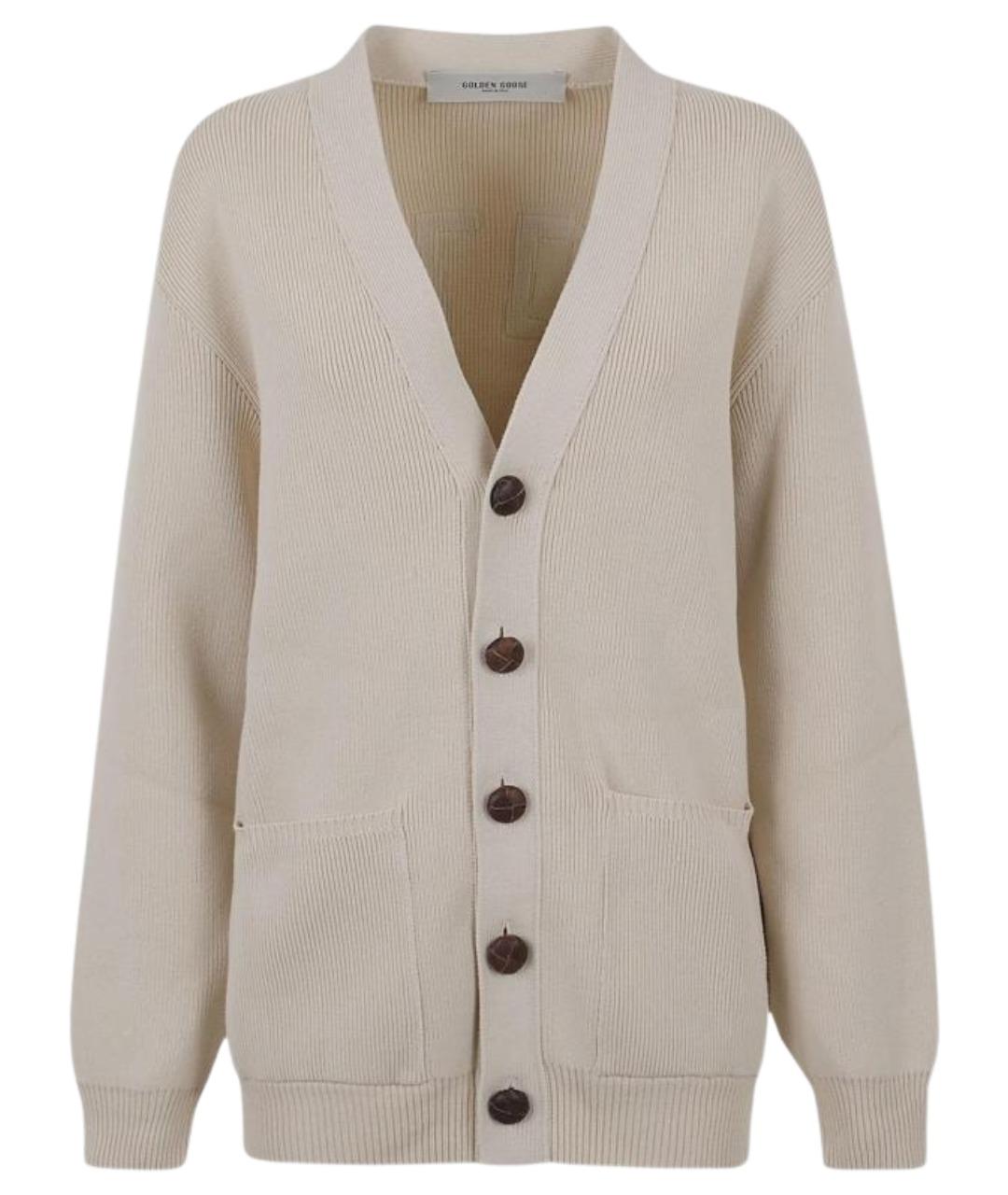 GOLDEN GOOSE DELUXE BRAND Бежевый хлопко-эластановый кардиган, фото 1