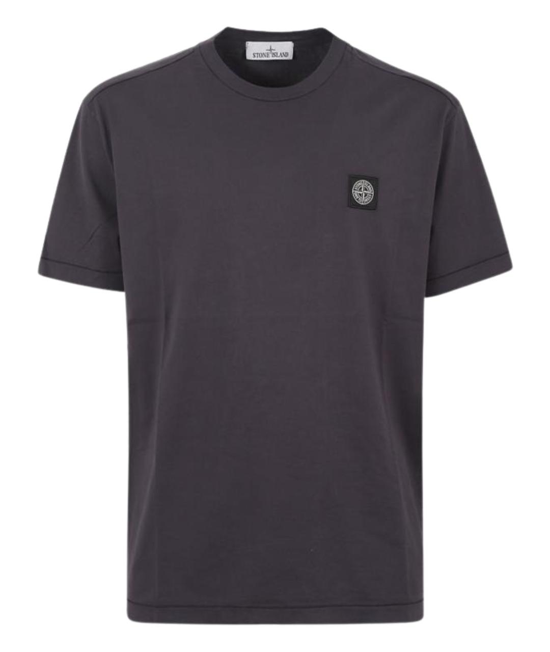 STONE ISLAND Темно-синяя хлопковая футболка, фото 1