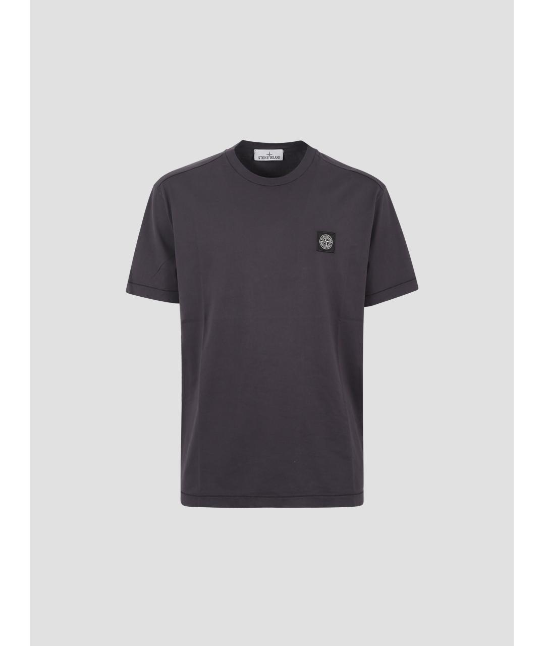 STONE ISLAND Темно-синяя хлопковая футболка, фото 4