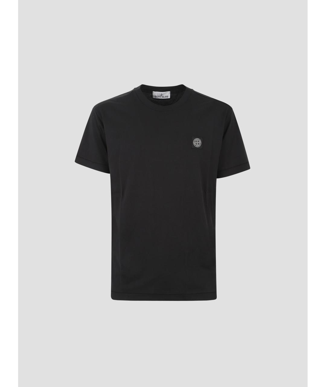 STONE ISLAND Черная хлопковая футболка, фото 4