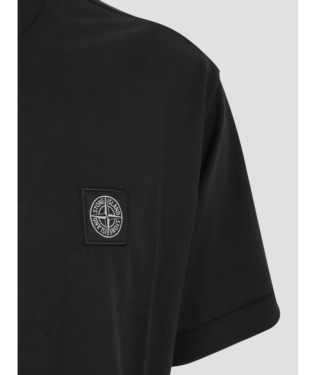 STONE ISLAND Черная хлопковая футболка, фото 3