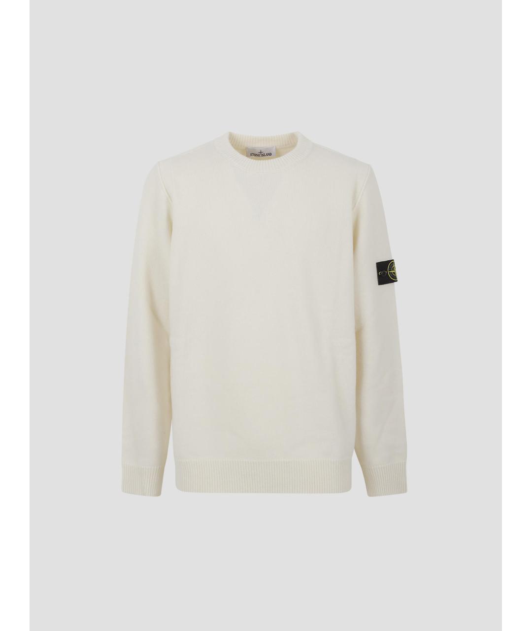 STONE ISLAND Белый шерстяной джемпер / свитер, фото 4