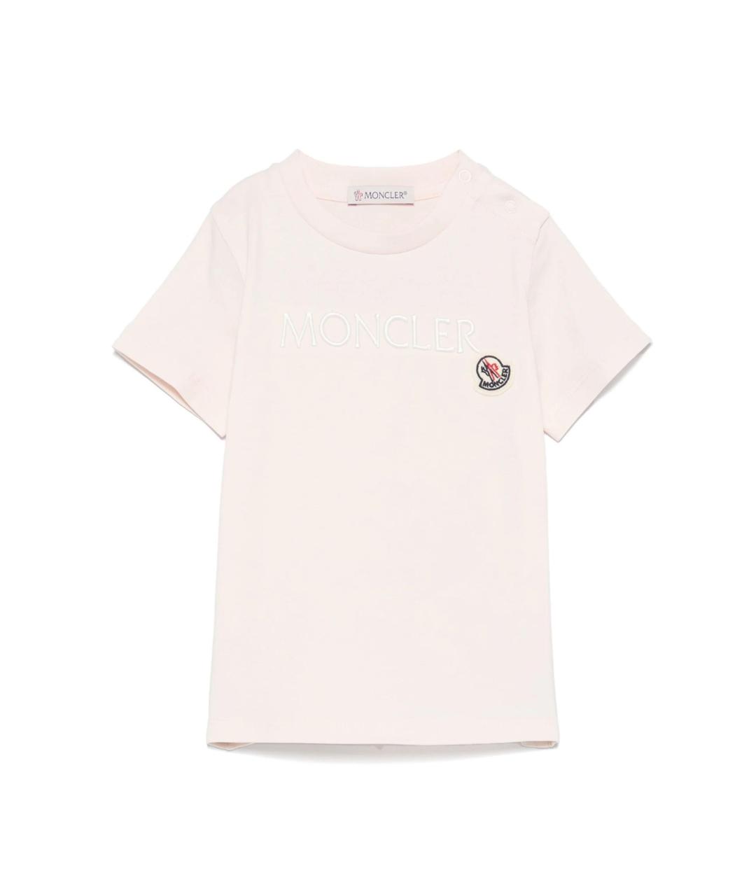 MONCLER Розовая хлопковая футболка, фото 1