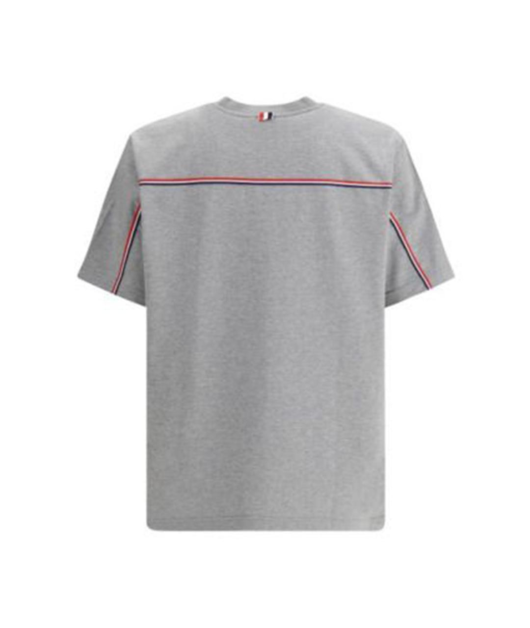 THOM BROWNE Серая хлопковая футболка, фото 2