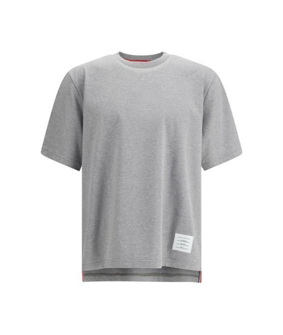 THOM BROWNE Серая хлопковая футболка, фото 1