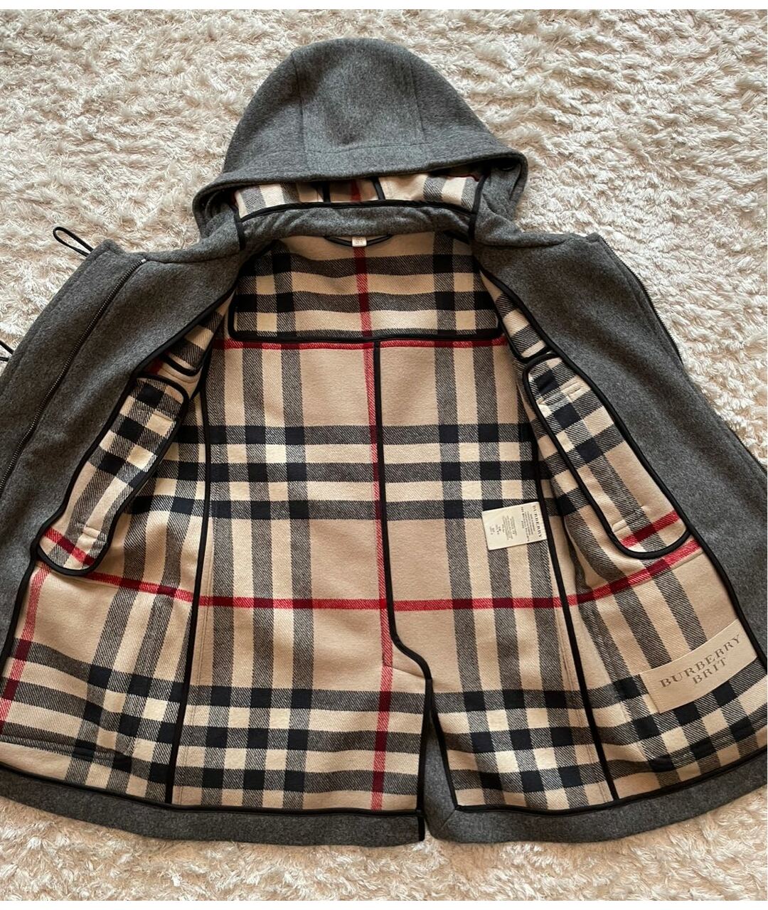 BURBERRY Серое шерстяное пальто, фото 2