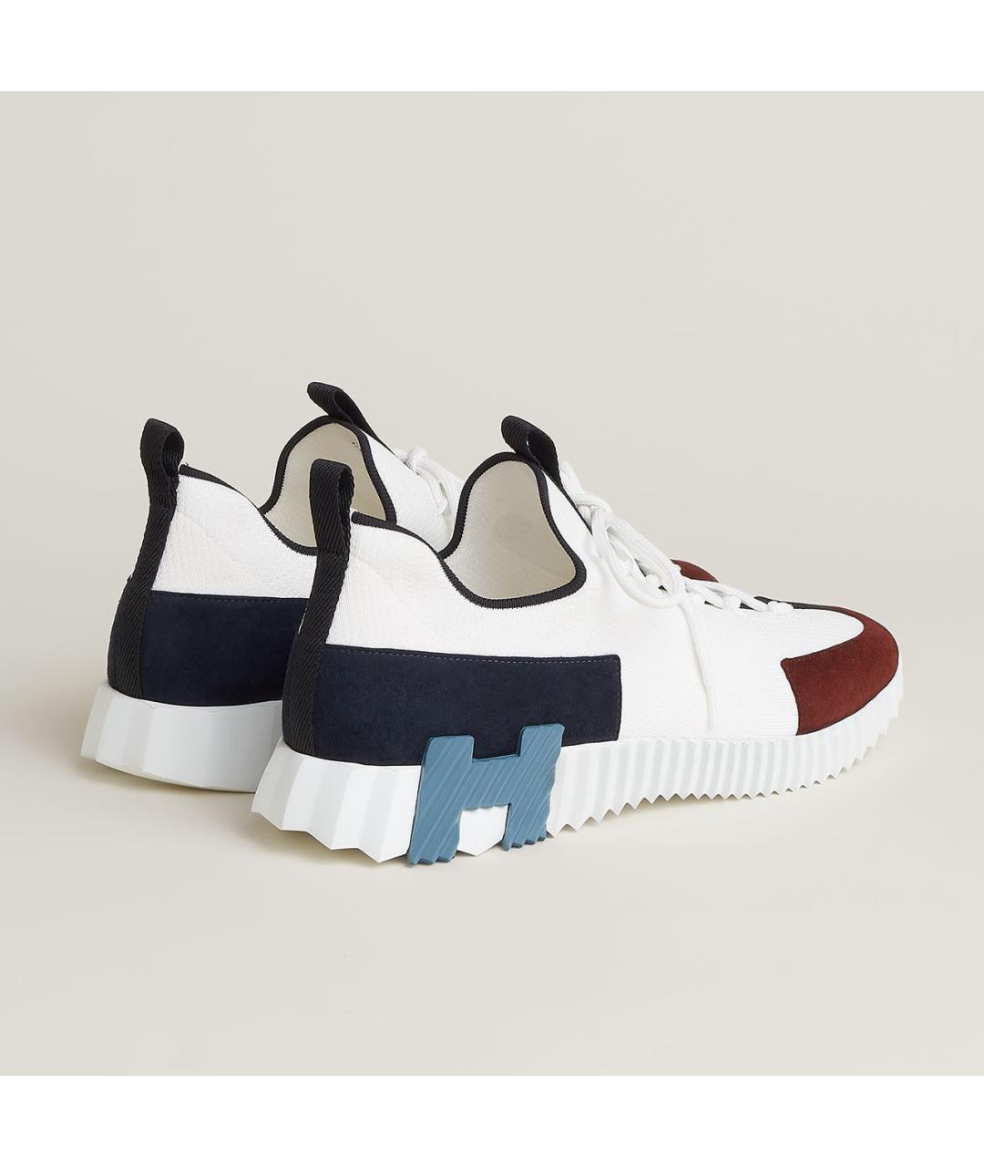 HERMES Белые текстильные низкие кроссовки / кеды, фото 4