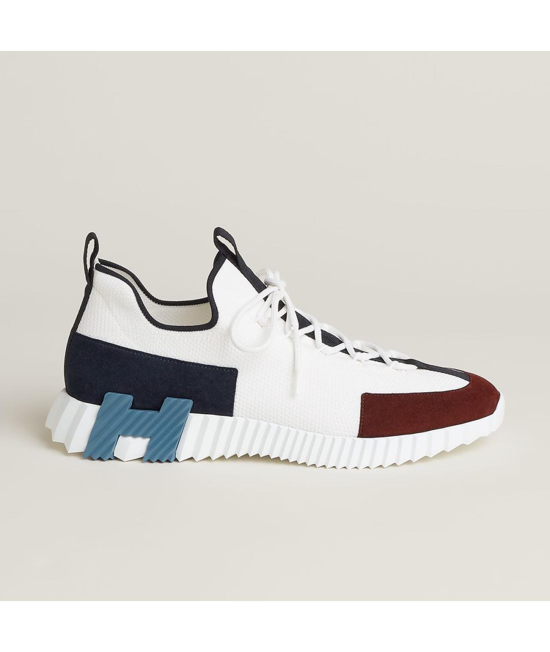 HERMES Белые текстильные низкие кроссовки / кеды, фото 8