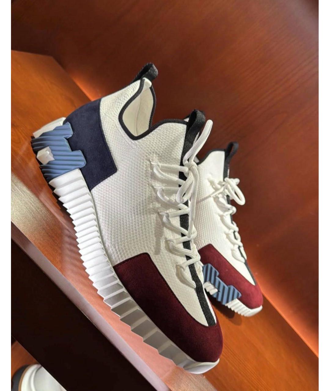 HERMES Белые текстильные низкие кроссовки / кеды, фото 7