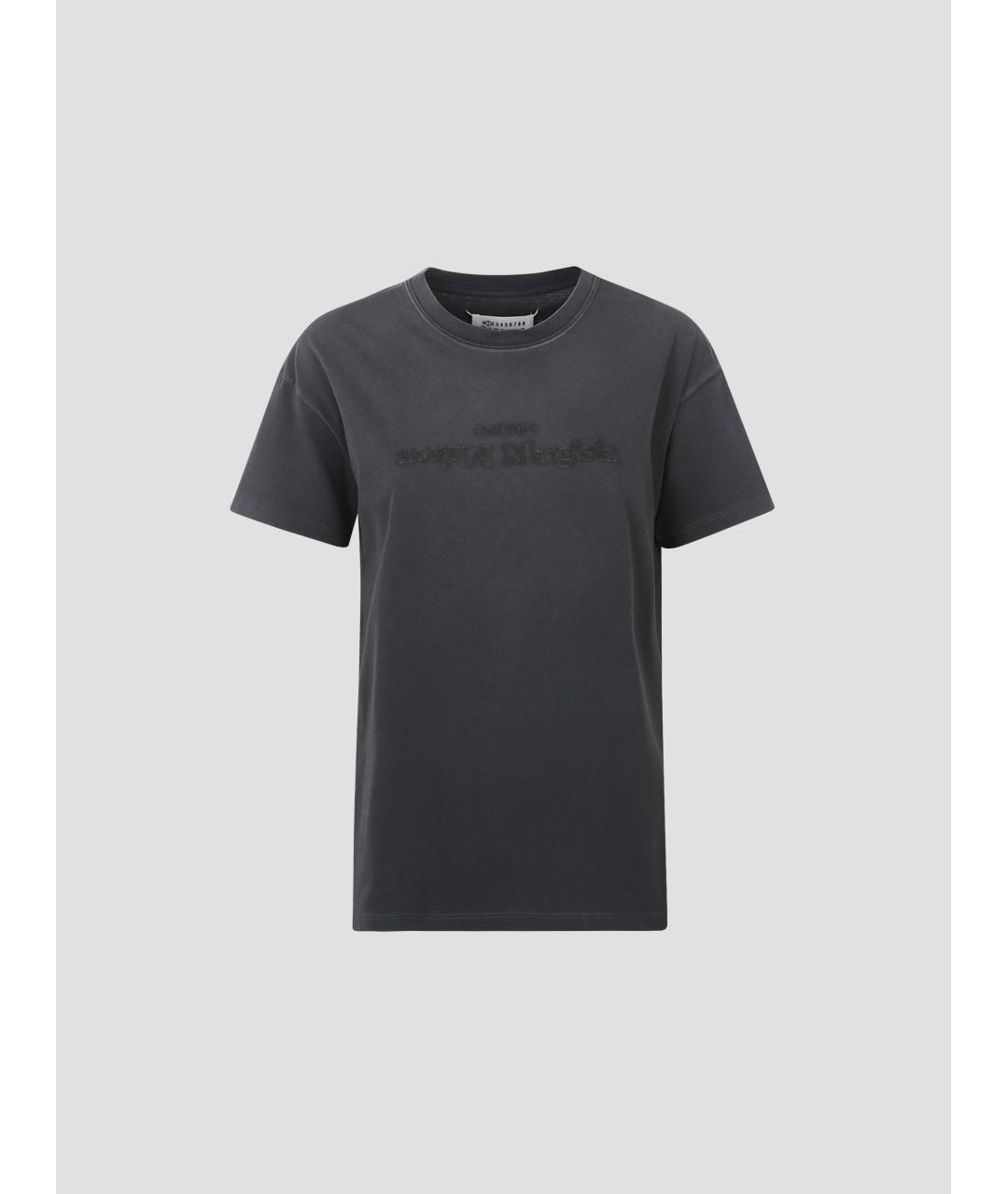MAISON MARGIELA Антрацитовая хлопковая футболка, фото 4