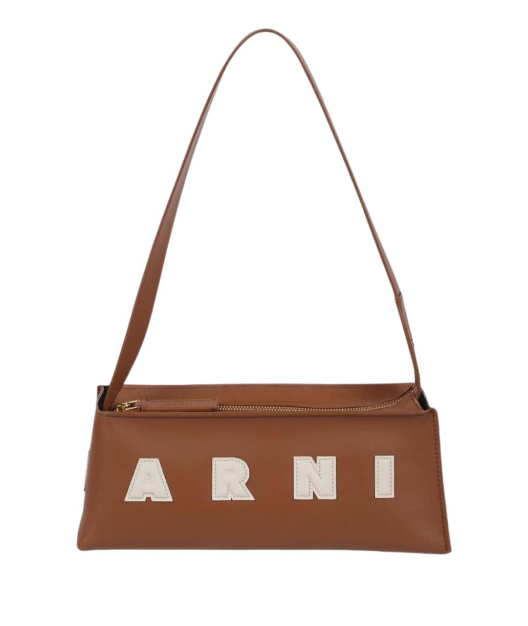MARNI Коричневая кожаная сумка через плечо, фото 1