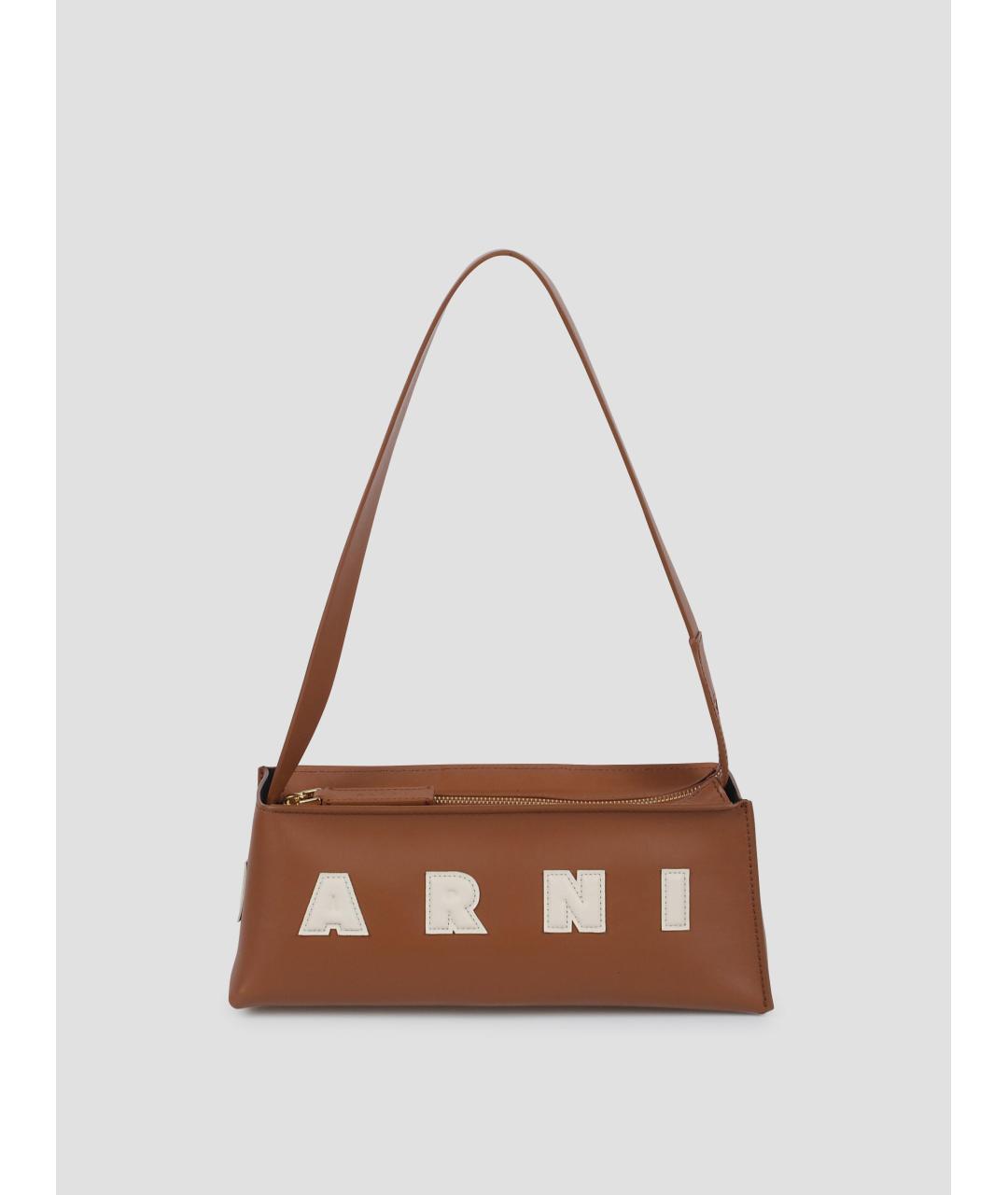 MARNI Коричневая кожаная сумка через плечо, фото 4