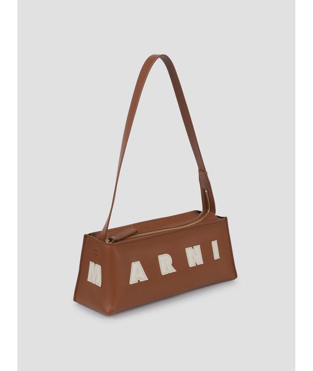 MARNI Коричневая кожаная сумка через плечо, фото 2