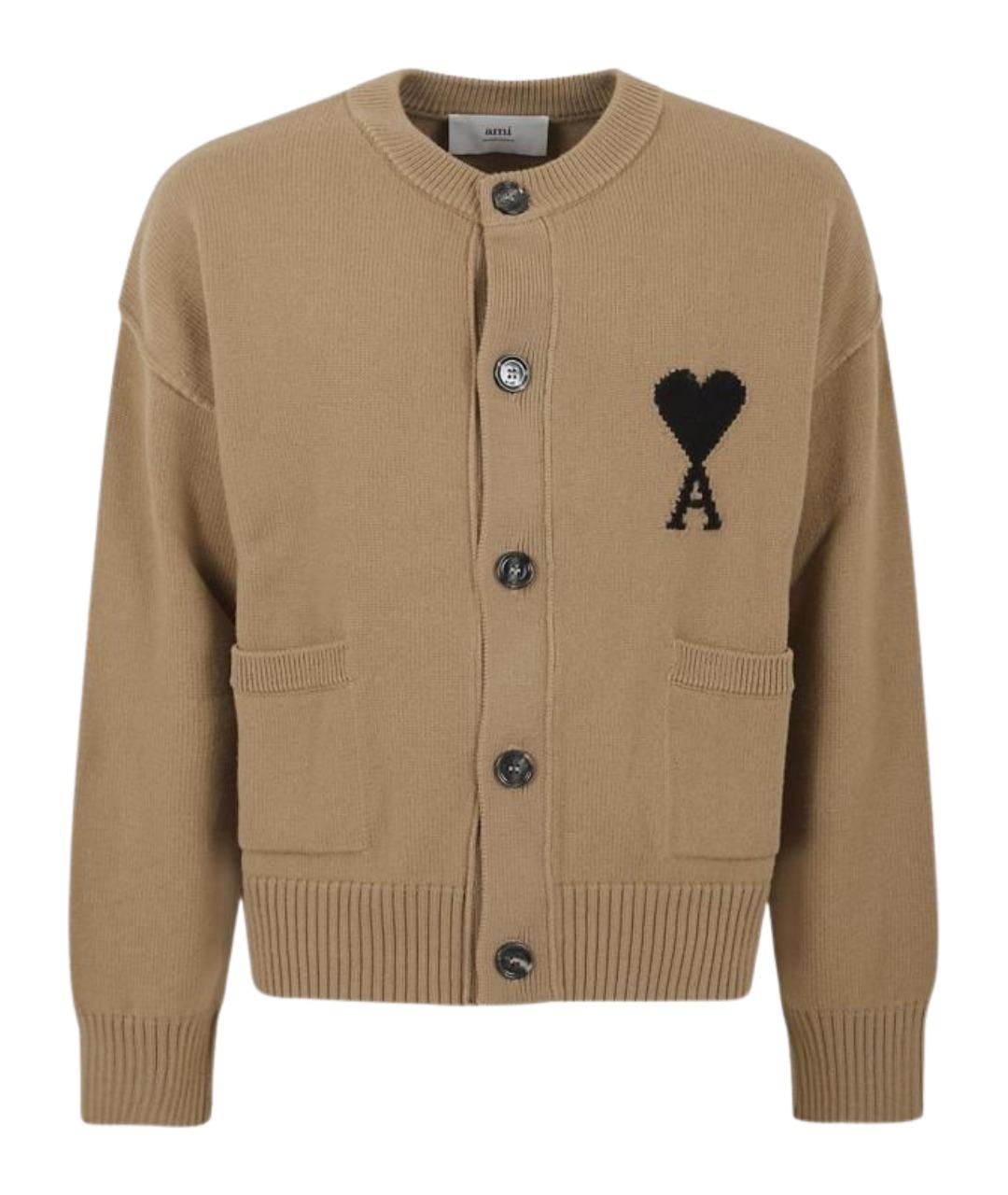 Ami Paris Бежевый шерстяной кардиган, фото 1