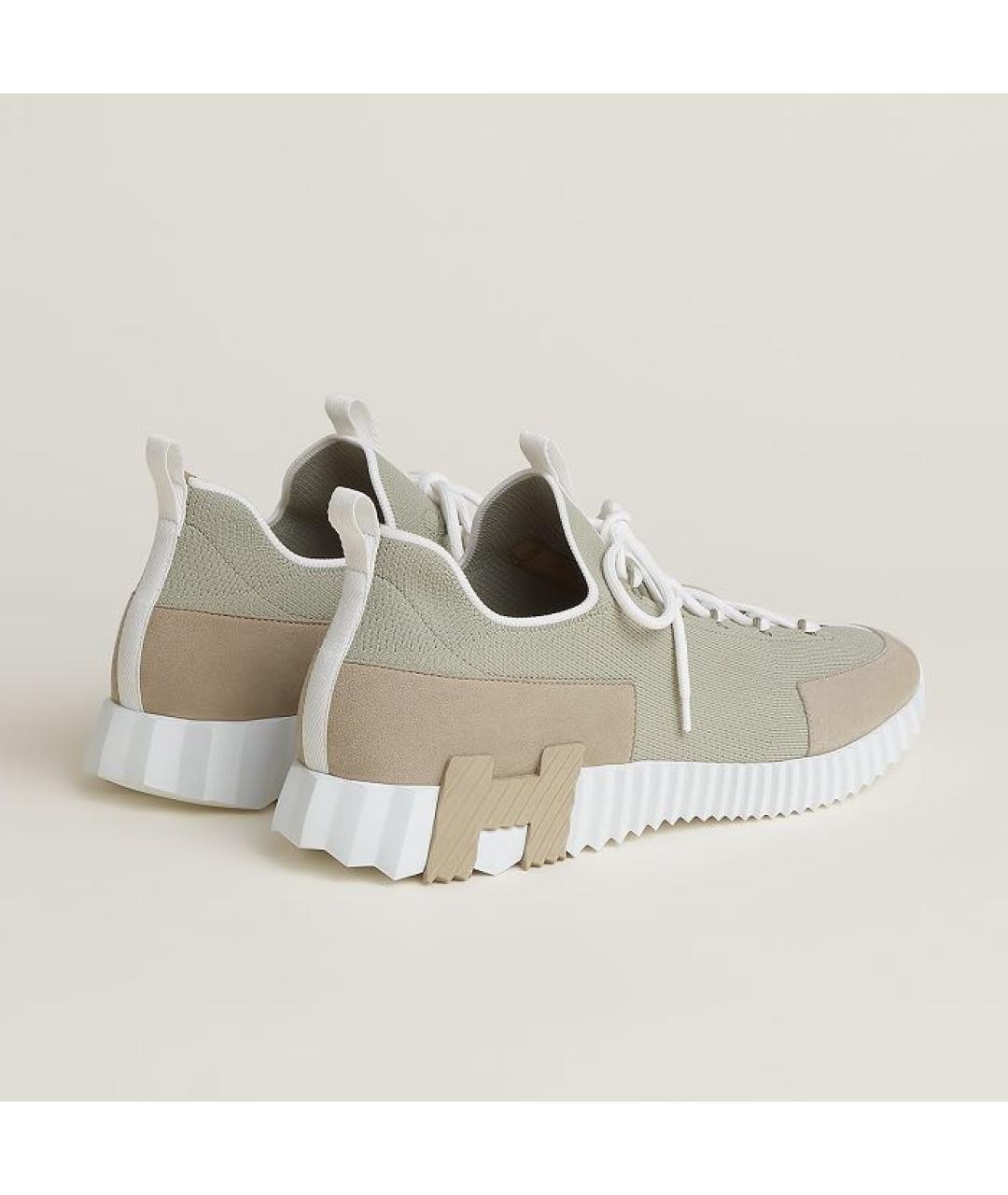 HERMES Бежевые текстильные низкие кроссовки / кеды, фото 4