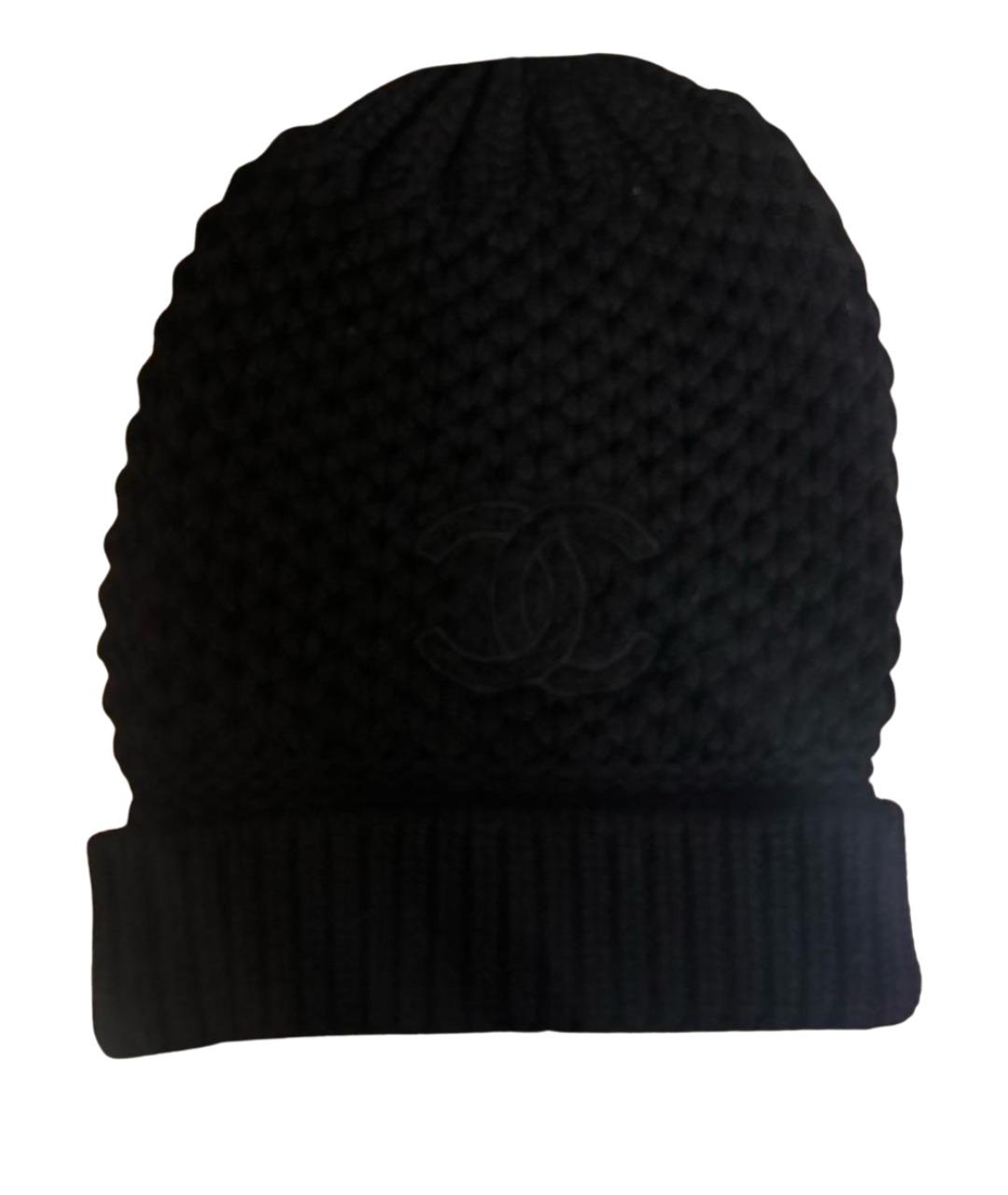 CHANEL Черная шерстяная шапка, фото 1