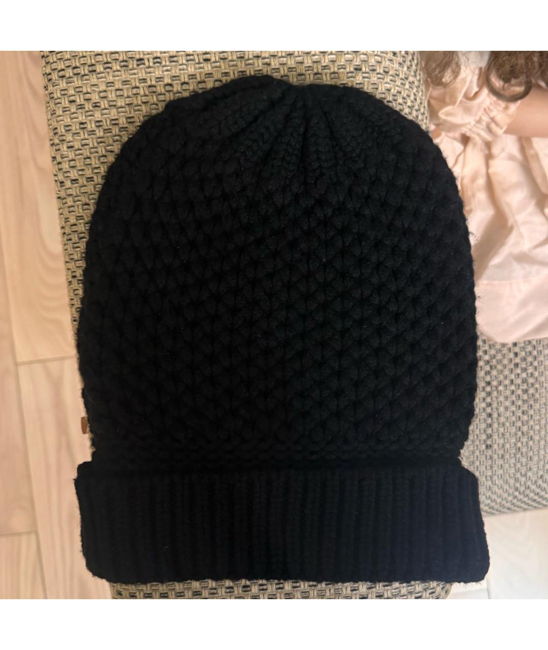 CHANEL Черная шерстяная шапка, фото 2