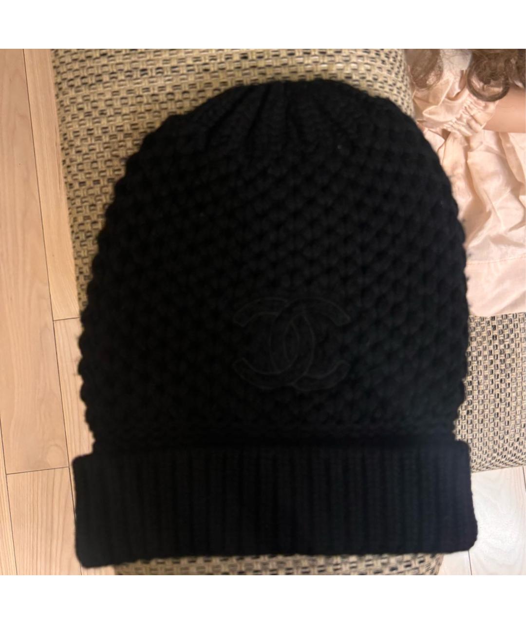 CHANEL Черная шерстяная шапка, фото 4