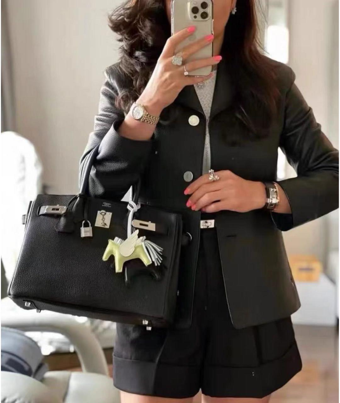 HERMES Черный кожаный жакет/пиджак, фото 4