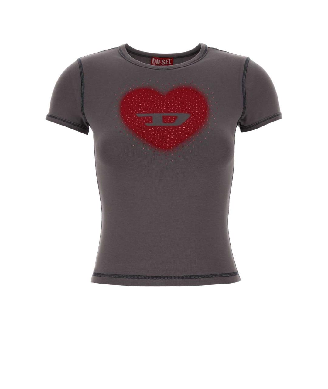 DIESEL Фиолетовая хлопко-эластановая футболка, фото 1