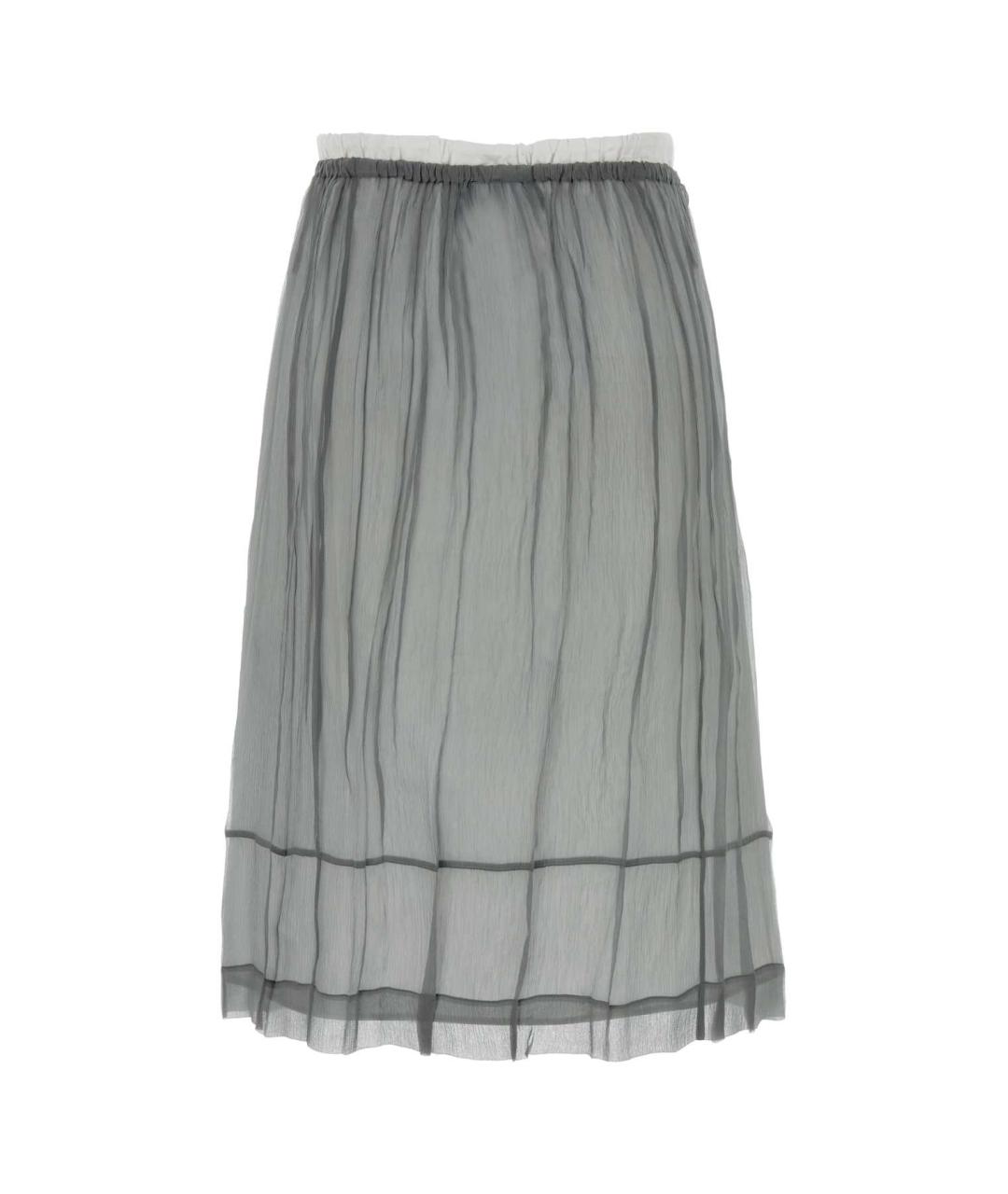 PRADA Серая шелковая юбка миди, фото 2