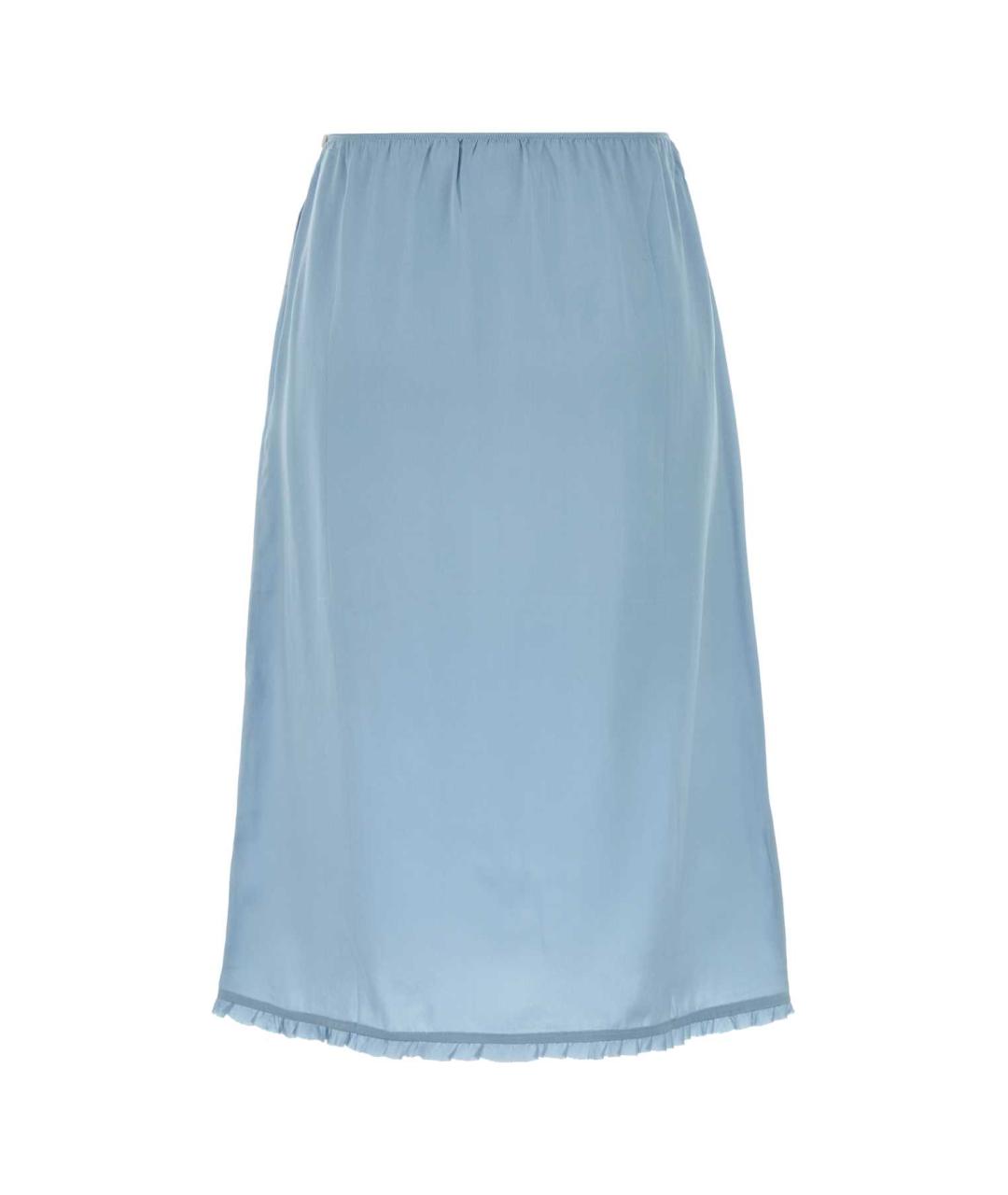 PRADA Голубая шелковая юбка миди, фото 2