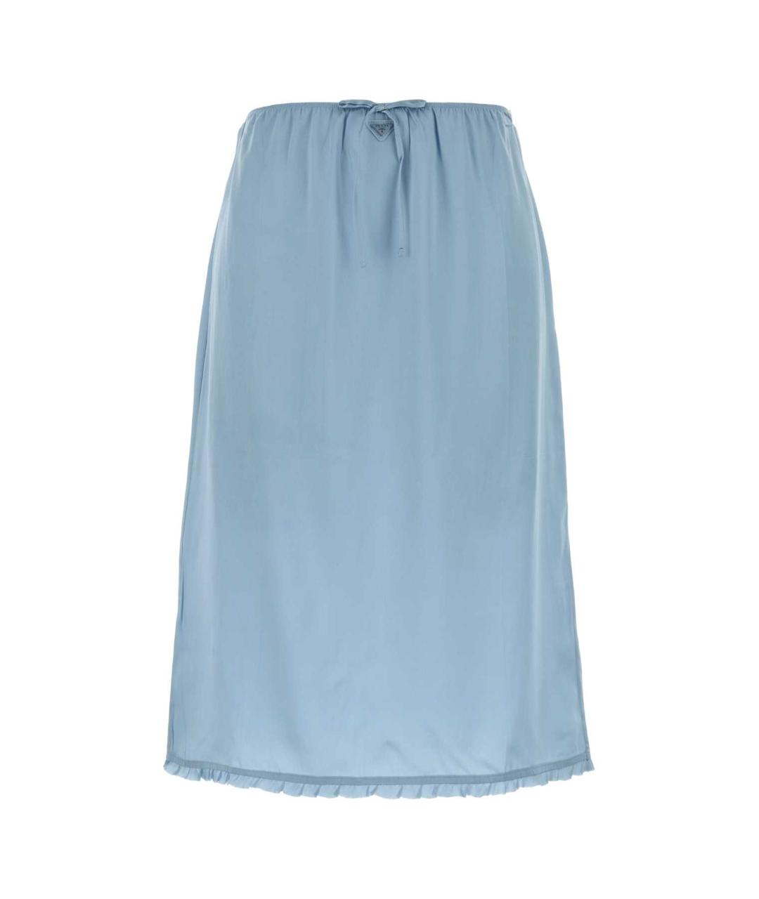PRADA Голубая шелковая юбка миди, фото 1