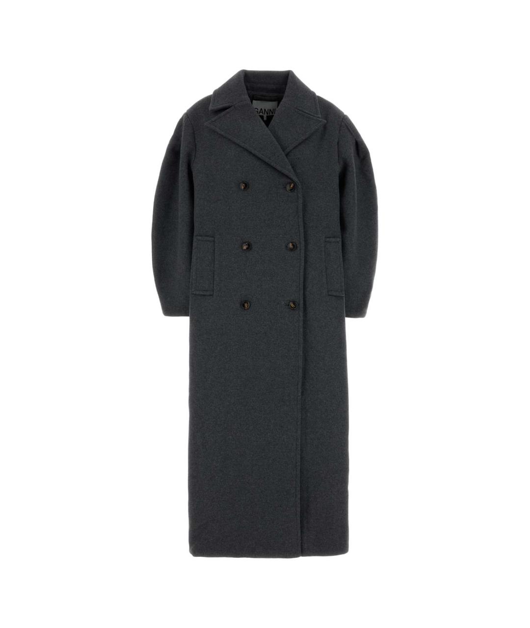 GANNI Серое шерстяное пальто, фото 1