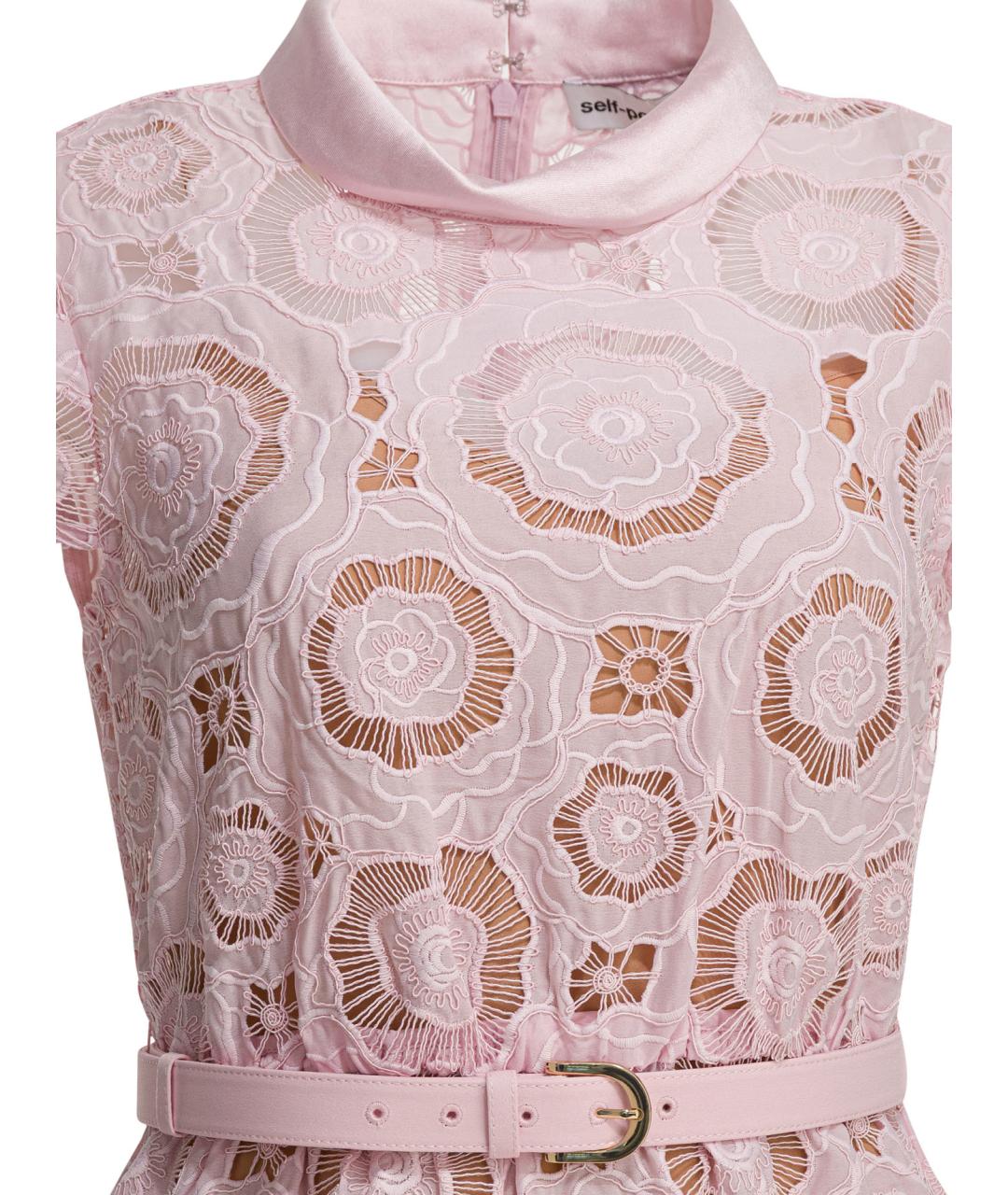 SELF-PORTRAIT Розовое полиэстеровое повседневное платье, фото 3