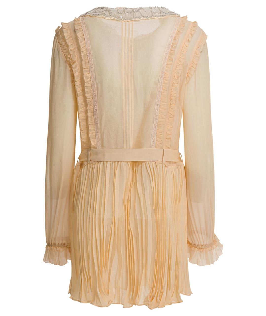 SELF-PORTRAIT Бежевое вискозное повседневное платье, фото 2