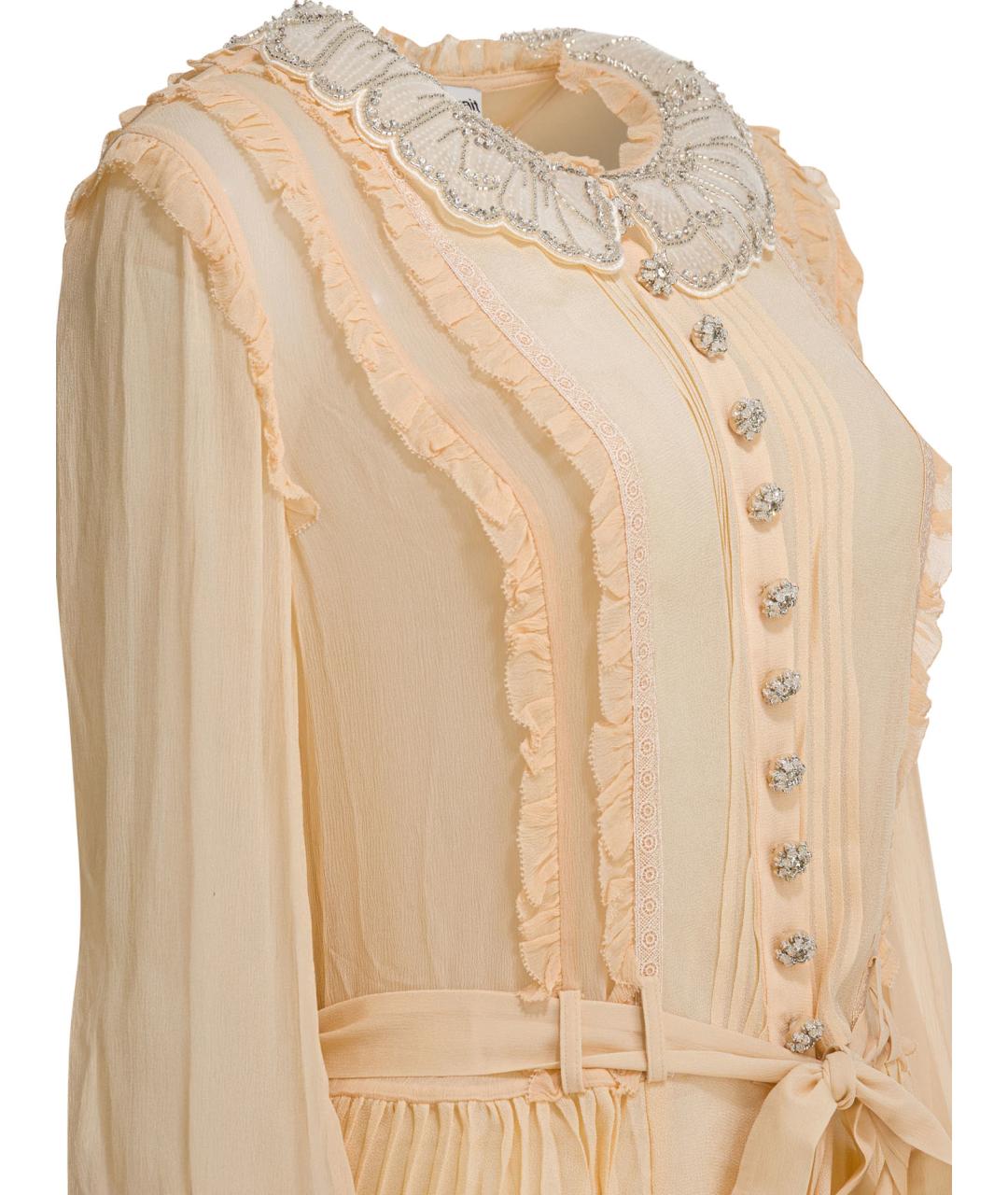 SELF-PORTRAIT Бежевое вискозное повседневное платье, фото 4